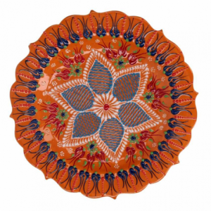 Piatto decorativo ceramica arancione cmø25h3