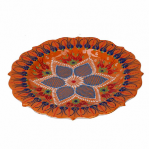 Piatto decorativo ceramica arancione cmø25h3