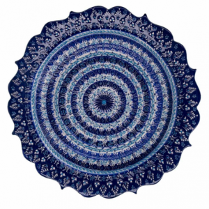 Piatto decorativo ceramica blu cm ø30h3