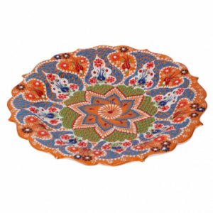 Piatto decorativo ceramica arancione cmø30h3
