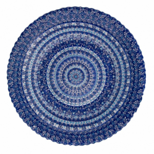 Centrotavola ceramica blu tondo cm ø40h4