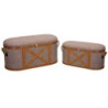 Baule legno tessuto beige grigio ovale set 1-2 grande 90×40×h45 cm — levanteshop.it