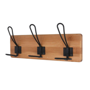Attaccapanni Legno E Metallo Da Parete 3 Posti Naturale Cm 34x7x13,5