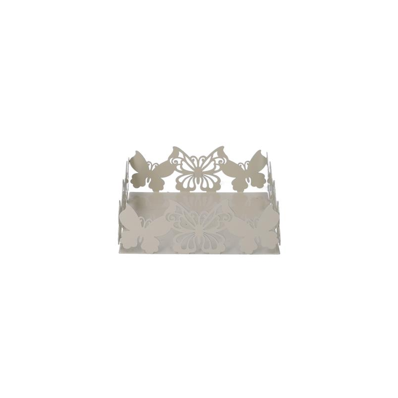Portatovaglioli metallo farfalla crema quadrato cm16,5x16,5h6