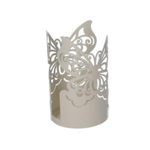 Portabicchiere metallo farfalla crema tondo cm ø8h13.5