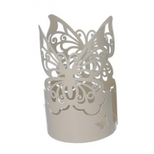 Zoom Portabicchiere metallo farfalla crema tondo cm ø8h13.5