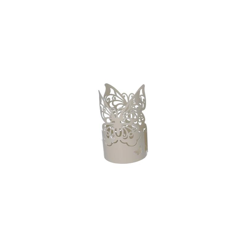 Portabicchiere metallo farfalla crema tondo cm ø8h13.5