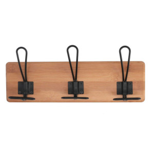 Zoom Attaccapanni Legno E Metallo Da Parete 3 Posti Naturale Cm 34x7x13,5