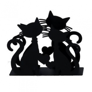 Zoom Portatovaglioli metallo gatti nero rettangolare cm14,5x4h12
