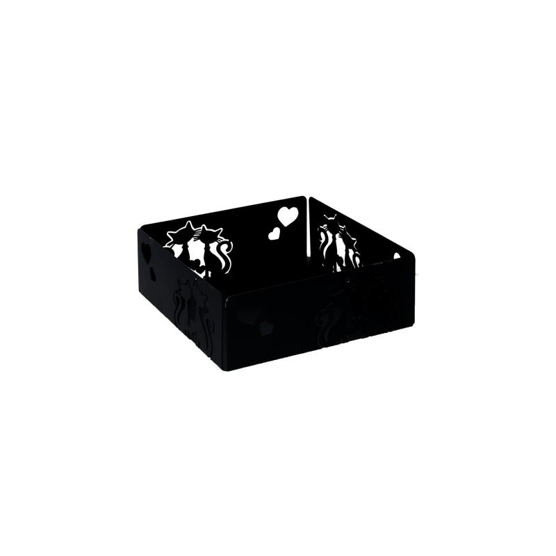 Portatovaglioli metallo gatti nero quadrato cm16,5x16,5h6