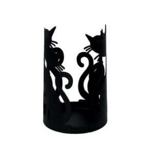 Zoom Portabicchiere metallo gatti nero tondocm ø8h13.5