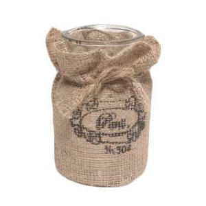 Zoom Barattolo vetro con juta tondo cmø10,5h19