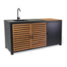 Mobile Cucina Alluminio Idaho Con Teak E Pietra Sinterizzata Antracite Cm 180x65h90