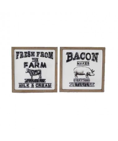 Zoom Quadri in legno e metallo Milk Bacon - set da 2