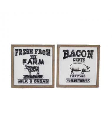 Zoom Quadri in legno e metallo Milk Bacon - set da 2