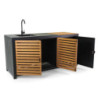 Mobile Cucina Alluminio Idaho Con Teak E Pietra Sinterizzata Antracite Cm 180x65h90