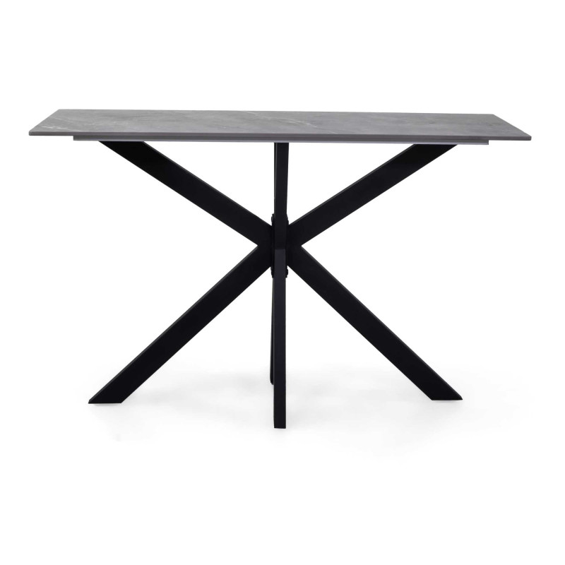 Consolle Metallo Top Pietra Sinterizzata Grigio Cm 120x45x76