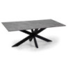 Tavolino Metallo Top Pietra Sinterizzata Grigio Cm 120x65h45