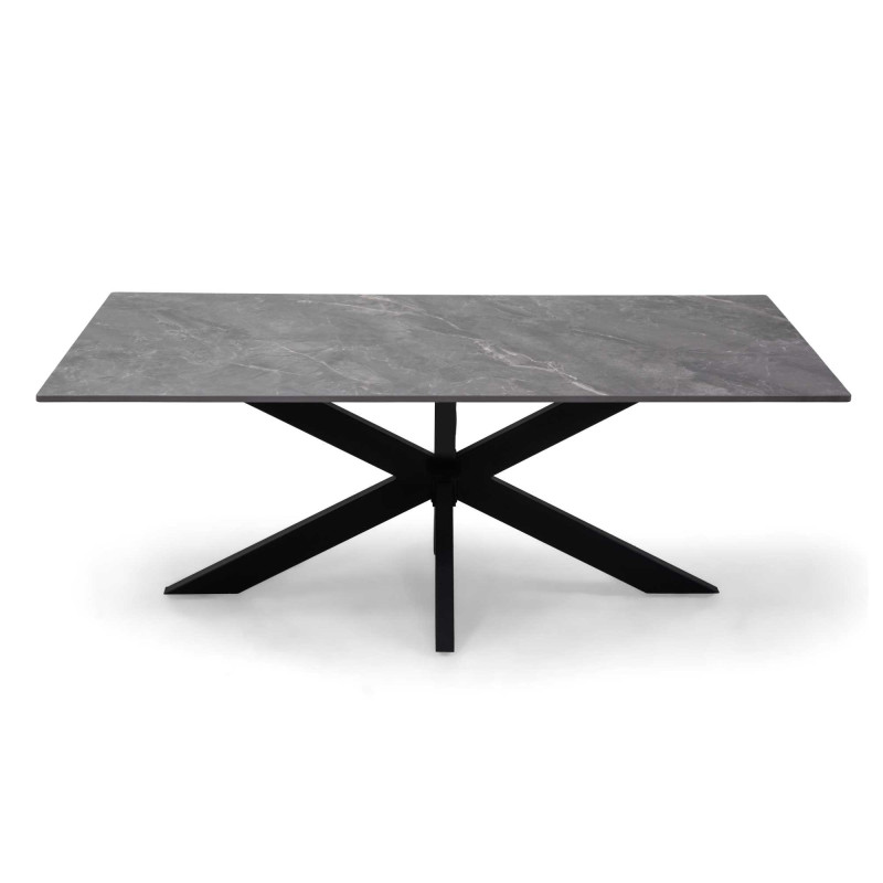 Tavolino Metallo Top Pietra Sinterizzata Grigio Cm 120x65h45