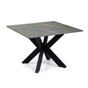 Tavolino Metallo Top Pietra Sinterizzata Grigio Cm 65x65h45