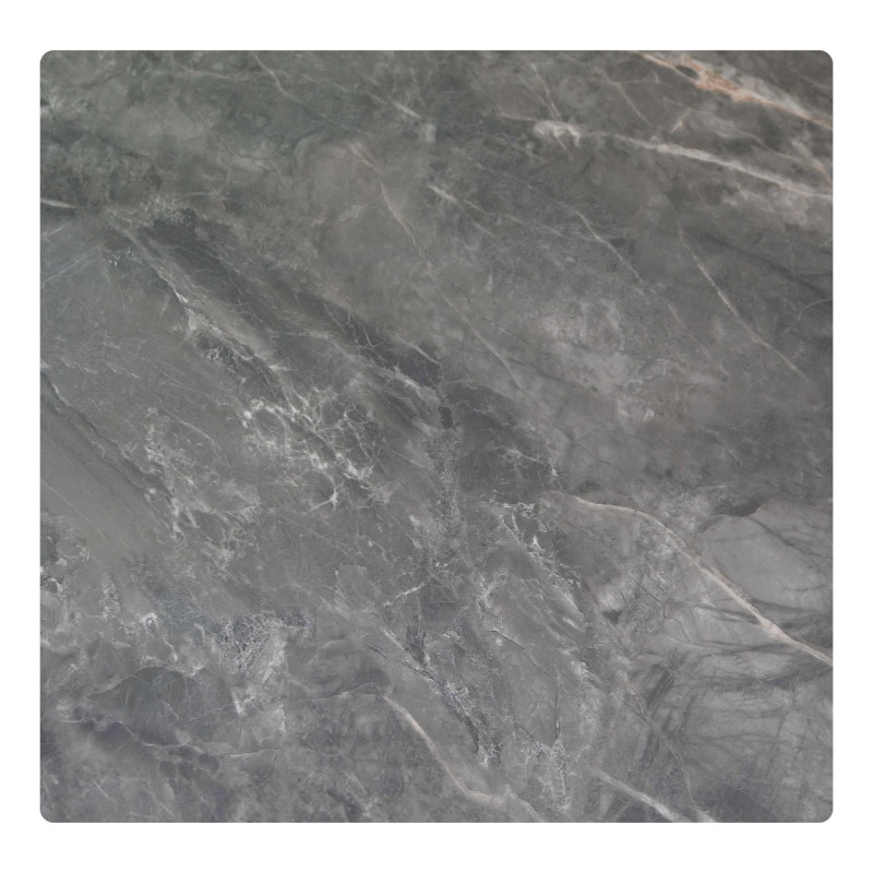Tavolino Metallo Top Pietra Sinterizzata Grigio Cm 65x65h45