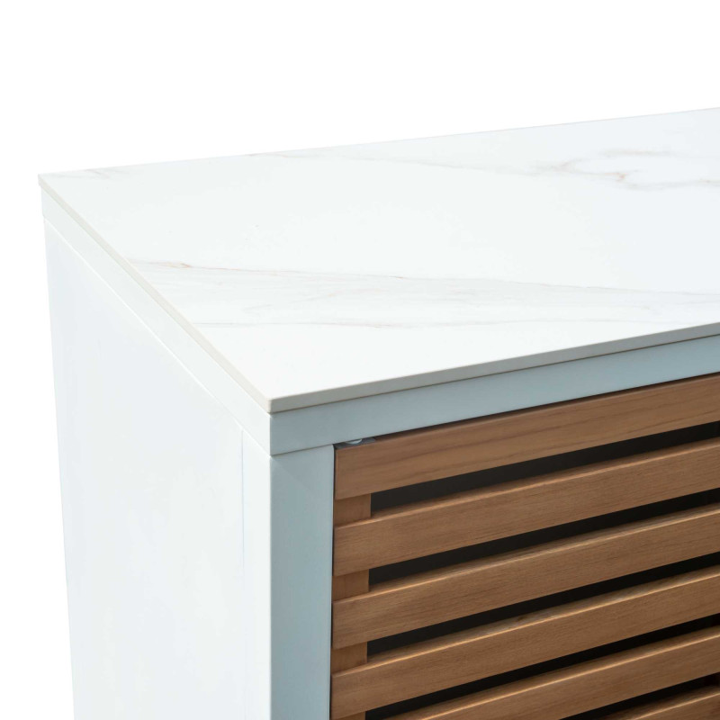 Mobile Idaho Bianco Teak Top Pietra 160×60 H90 | Levante Shop