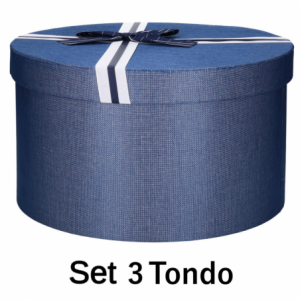 Scatola cartone 1-3 blu tondo cm ø21,5h12,5