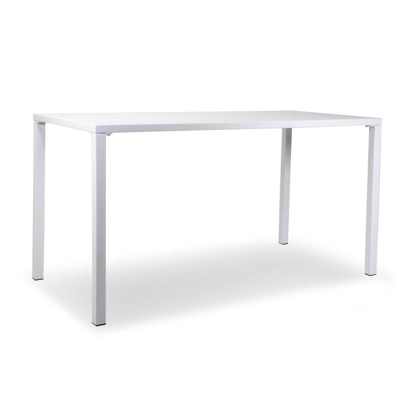 Tavolo Metallo New Elma Gambe Smontate Bianco Rettangolare Cm 140x70h75