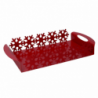 Vassoio metallo fiocco neve rosso rettangolare cm 41x20h6,5