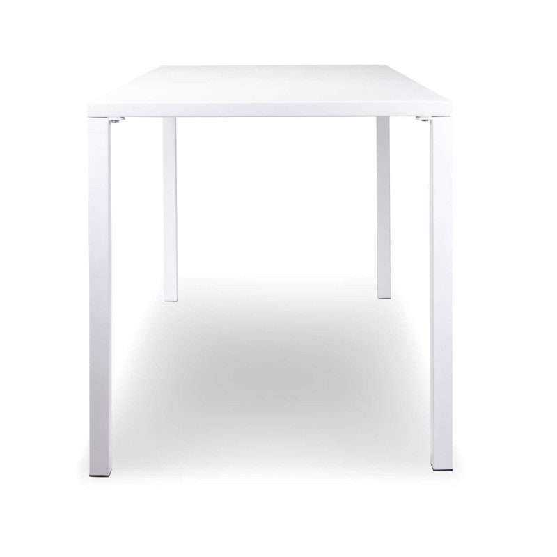 Tavolo Metallo New Elma Gambe Smontate Bianco Rettangolare Cm 140x70h75
