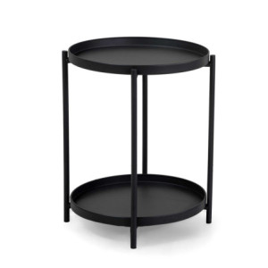 Tavolino Metallo Hiro Antracite Tondo 2piani Cm ø40h50
