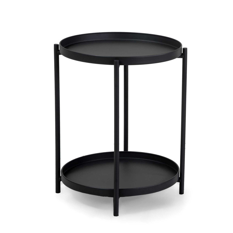 Tavolino Metallo Hiro Antracite Tondo 2piani Cm ø40h50