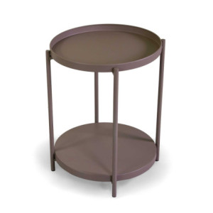 Zoom Tavolino Metallo Hiro Tortora Tondo 2 Piani Cm ø40h50