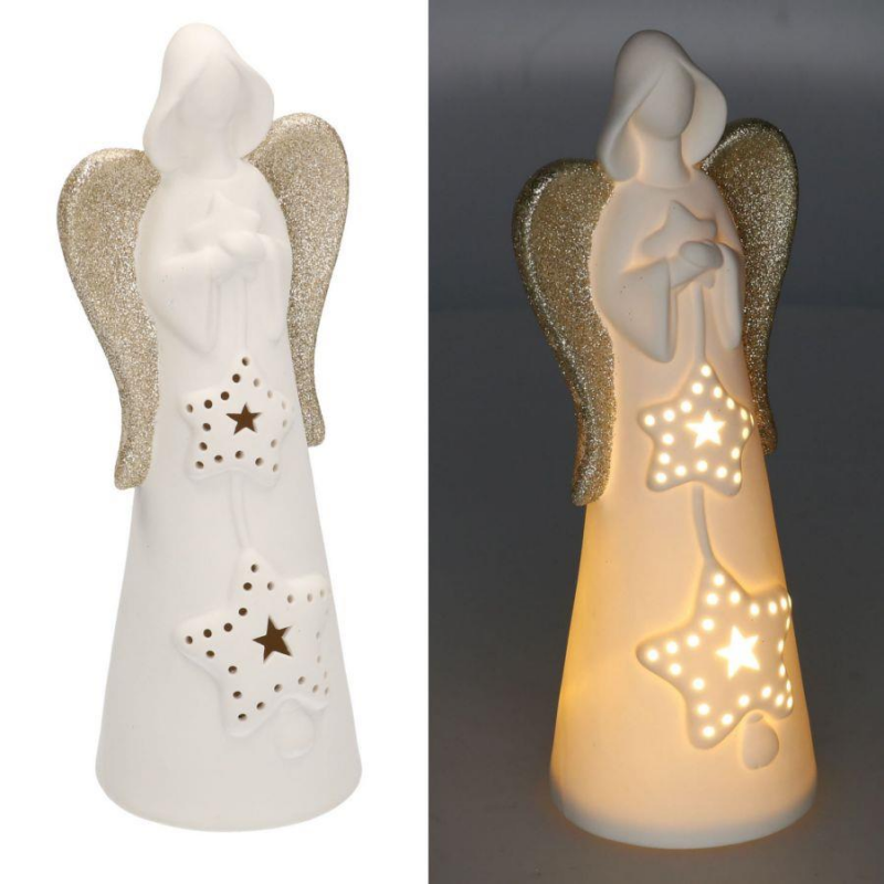 Angelo ceramica bianco oro con led ø10,5h27,5