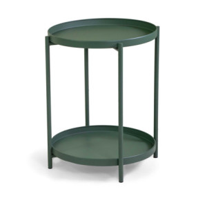 Tavolino Metallo Hiro Verde Tondo 2 Piani Cm ø40h50