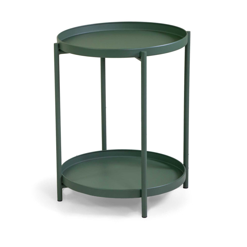 Tavolino Metallo Hiro Verde Tondo 2 Piani Cm ø40h50