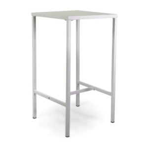 Tavolo Bar Metallo New Elma Con Poggiapiedi Bianco Quadro Cm 60x60h110