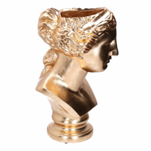 Portavaso resina busto oro cm35,8x36h58