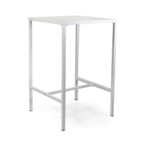 Tavolo Bar Metallo New Elma Con Poggiapiedi Bianco Quadro Cm 70x70h110
