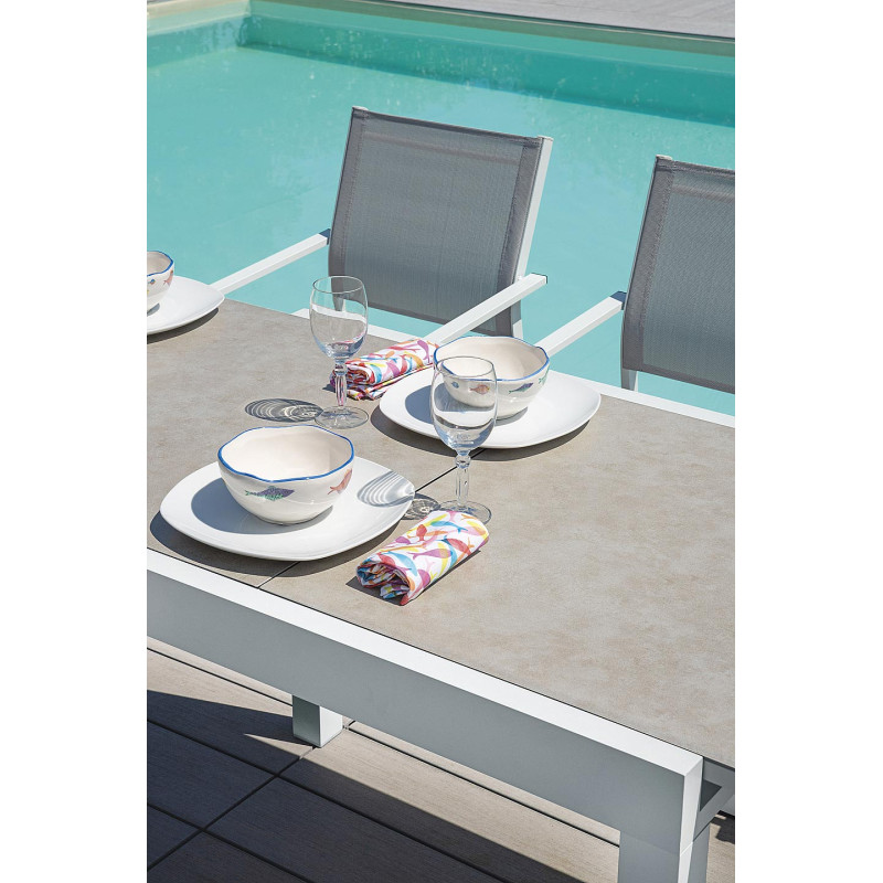 Tavolo Spalato allungabile 104-208x75 cm alluminio bianco