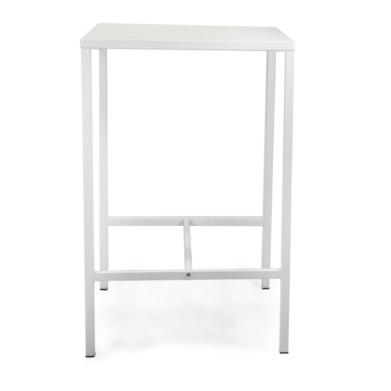 Tavolo Bar Metallo New Elma Con Poggiapiedi Bianco Quadro Cm 70x70h110