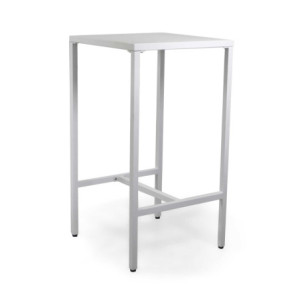 Tavolo Bar Alluminio Alma Con Poggiapiedi Bianco Quadro Cm 60x60h110