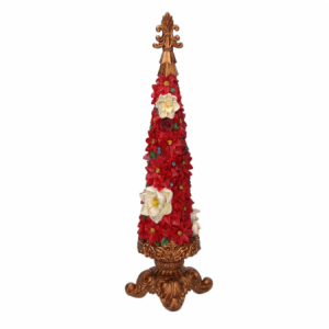 Albero resina con fiori rosso cm13x13h47,5