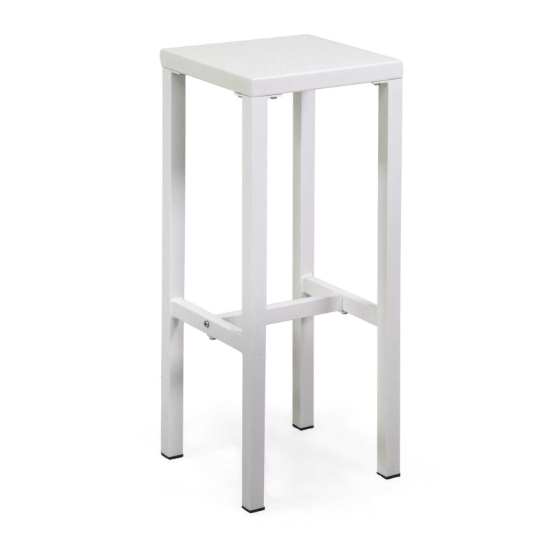 Sgabello Bar Metallo New Elma Bianco Cm 30x30h75