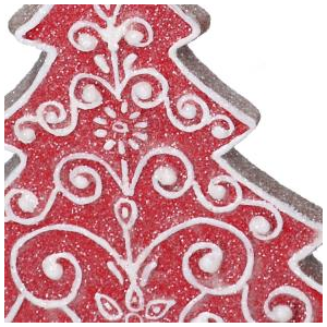 Albero resina rosso con decori bianchi cm16x5,7h24