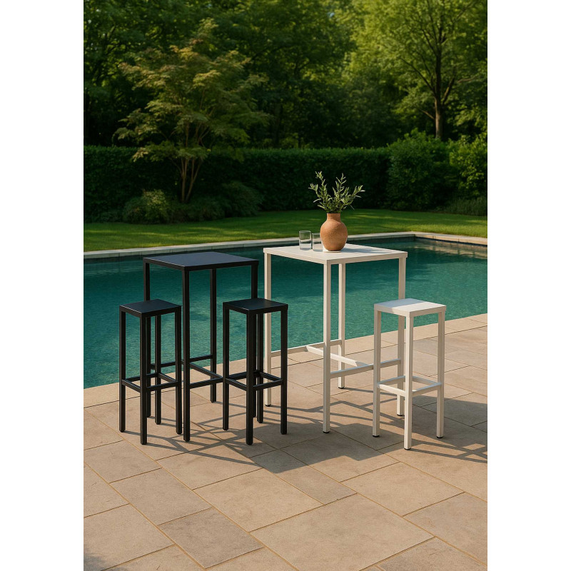 Sgabello Bar Metallo New Elma Bianco Cm 30x30h75