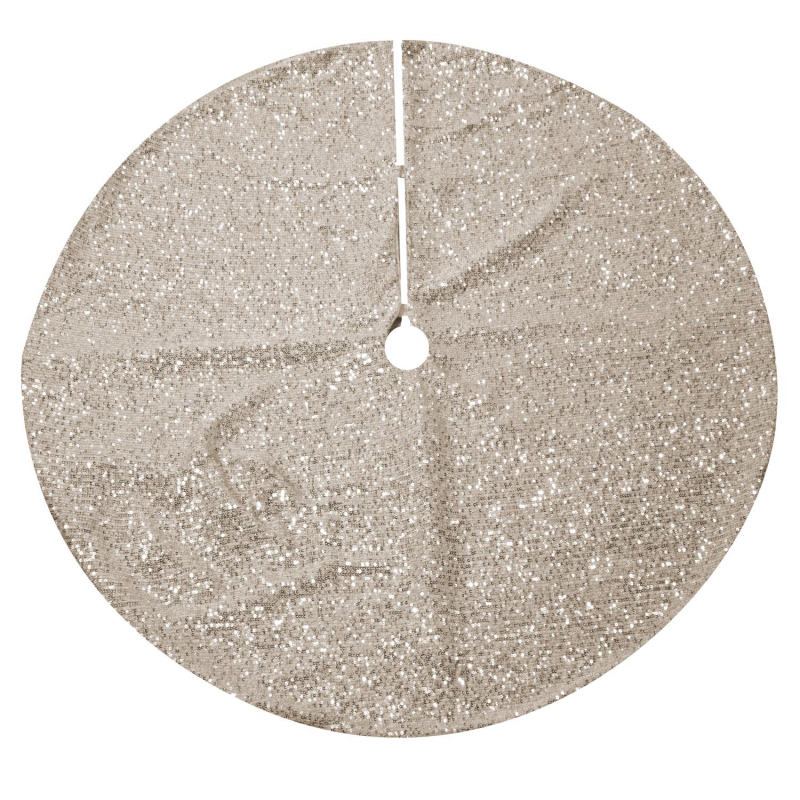 Copribase albero tessuto con pailette champagne cm ø90
