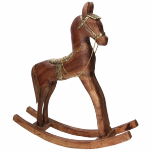 Cavallo legno rivestito metallo oro cm40x11h46