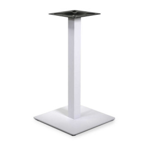 Zoom Base Tavolo Acciaio Leo Bianco Quadro Cm 40x40h72 Tubo Cm 6x6