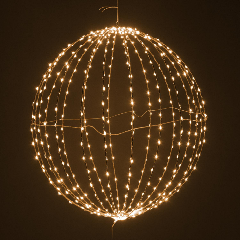 Sfera metallo con 900 led bianco caldo cm ø80